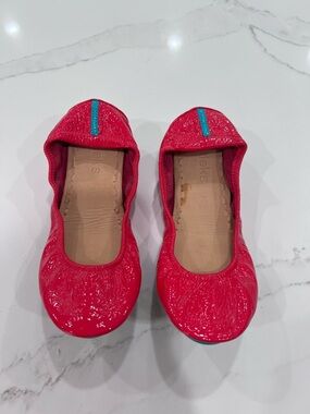 Tieks Girls Red Ballet Flats with Teal Tab